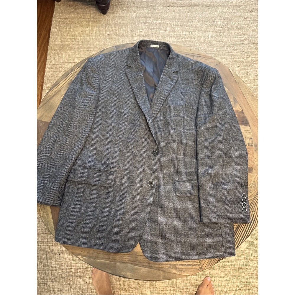 Joseph Abboud Heritage Jacket Sport Coat Blazer 48S Gray Glenplaid Wool Zignone
